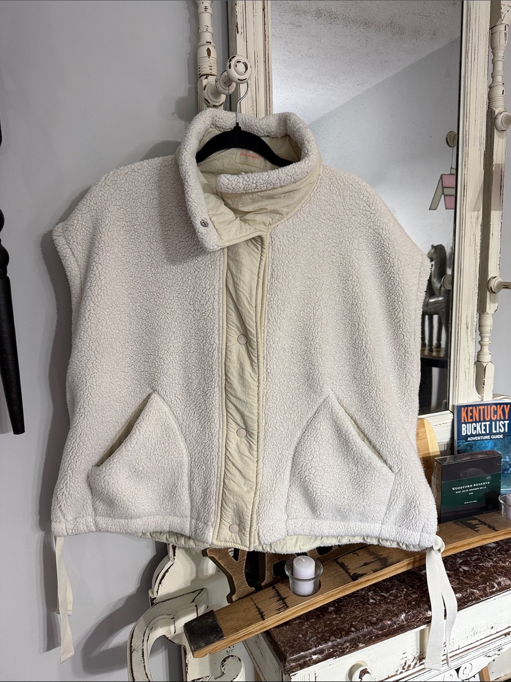FP Movement by Free People Cream Sherpa Snap-Front Vest